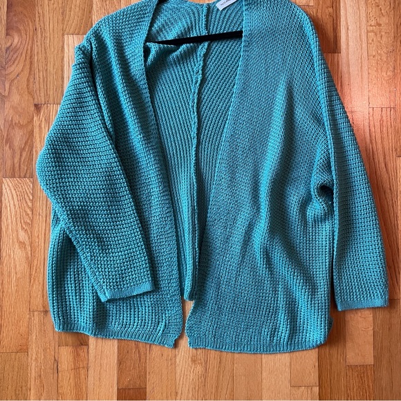 Women’s Teal Blue Green Cozy Knit Cardigan Sweater - Picture 3 of 7